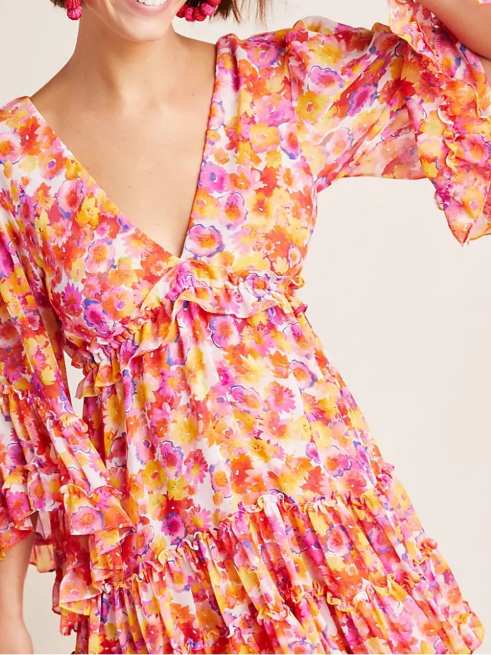 Anthropologie MISA Yasmin Floral Mini Dress Size Large